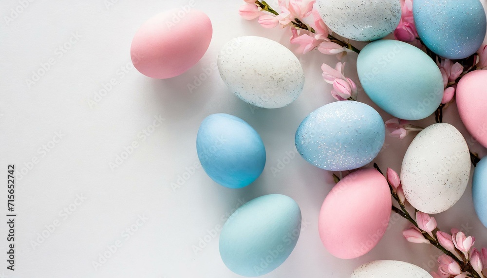 Easter eggs pastell white background Easter eggs pastell white background