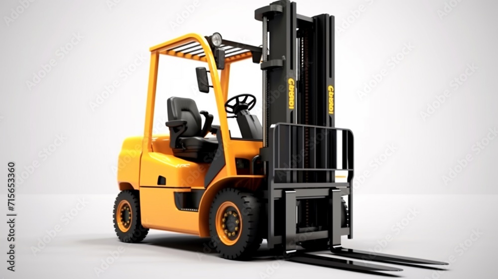 Modern forklift truck with percent White Background.Generative AI