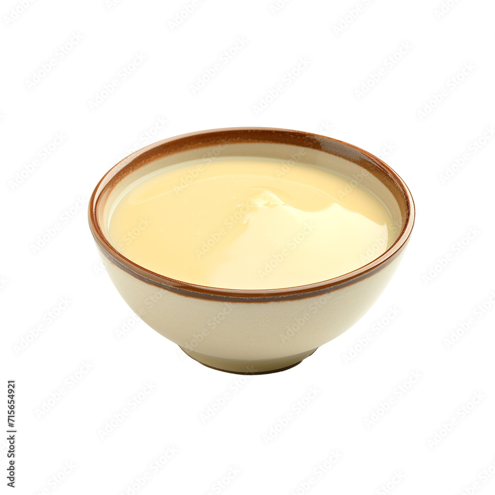 A bowl of condensed milk isolated on a transparent background A bowl of condensed milk isolated on a transparent background