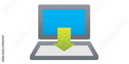Laptop Computer Device With Internet Download Sign Vector Illustration.