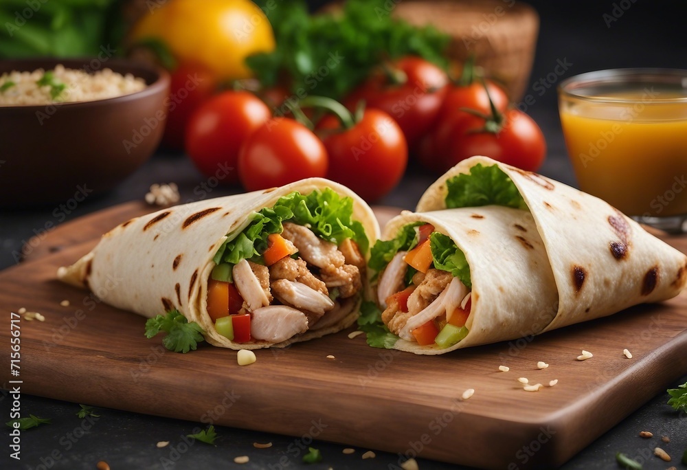 Tortilla wrap with chicken and vegetables Tortilla wrap with chicken and vegetables