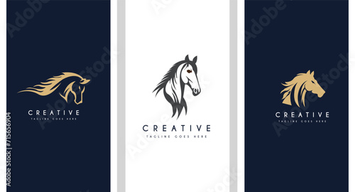 Premium Set Of Beauty Horse Ranch Stable Stallion Logo design.