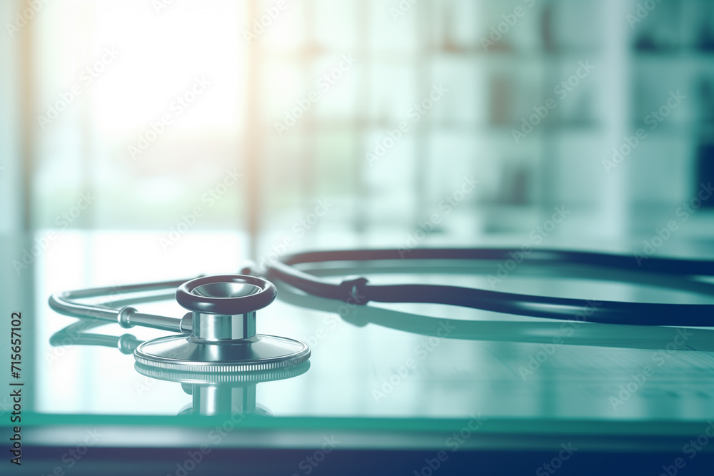 Medical equipment: blue stethoscope and tablet on white background. Medical equipment Medical equipment: blue stethoscope and tablet on white background. Medical equipment