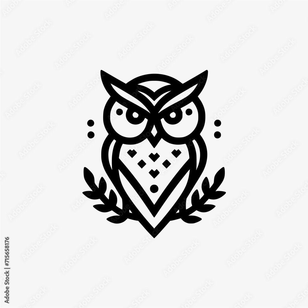 black owls bird logo vector graphic line style, minimalist, modern