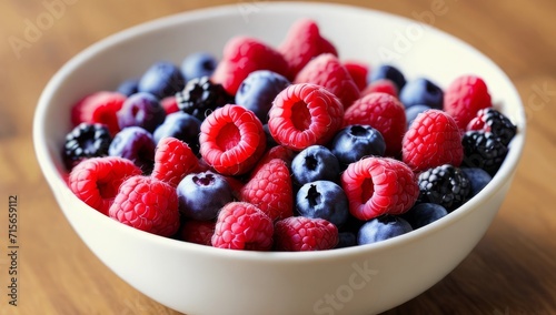 A bowl of berries is gathered on the table.