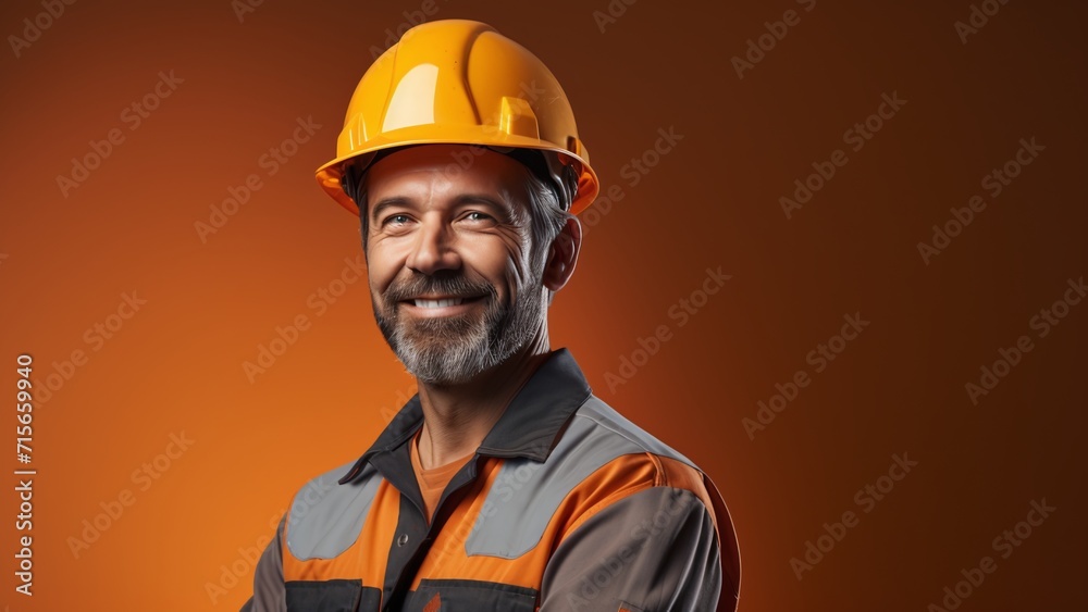 Empowering the Workforce: Smiling Engineer in Safety Helmet for Advertising