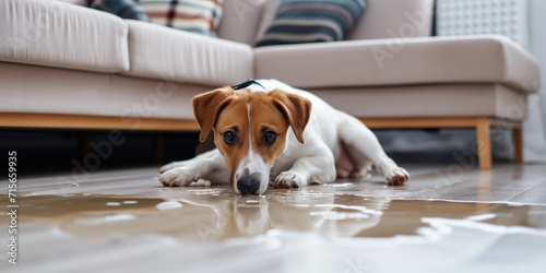 Hund hat auf den Fußboden gepinkelt