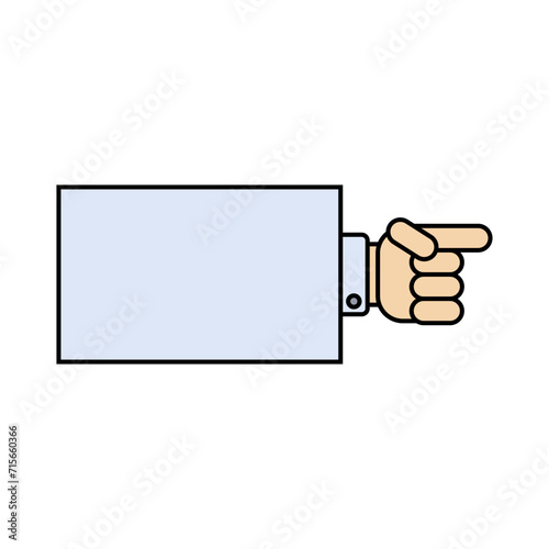 Pointer in the shape of a hand with an index finger and large frame. Vector illustration.