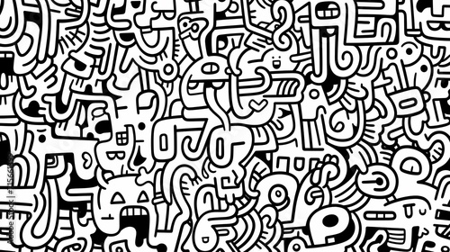 Funny doodle seamless pattern  artistic background