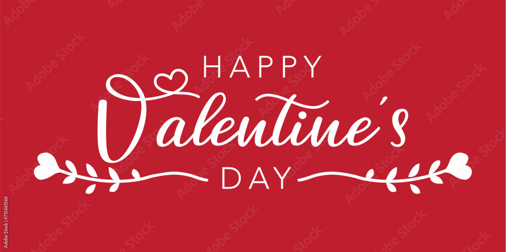 Valentines Day banner with heart pattern and typography of happy valentines day text on red background Valentines Day banner with heart pattern and typography of happy valentines day text on red background