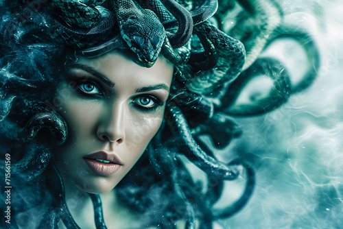 Méduse, la femme aux cheveux de serpents dans la mythologie grecque photo
