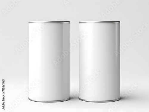 3D white blank two paper tube tin can mockup photo