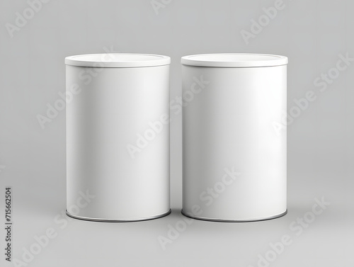 3D white blank two paper tube tin can mockup