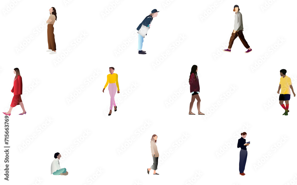 Fototapeta premium Persone tonalità colorate sfondo trasparente