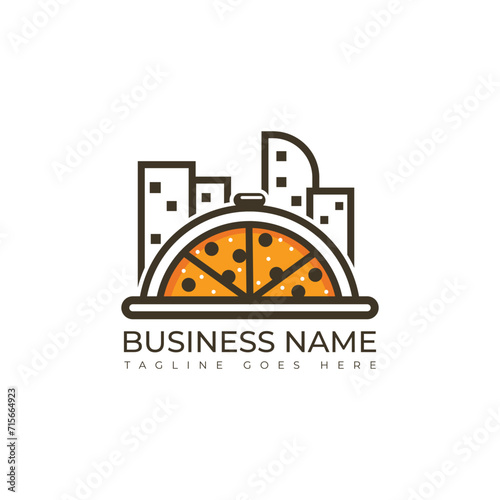 Pizza city or pizza town logo design