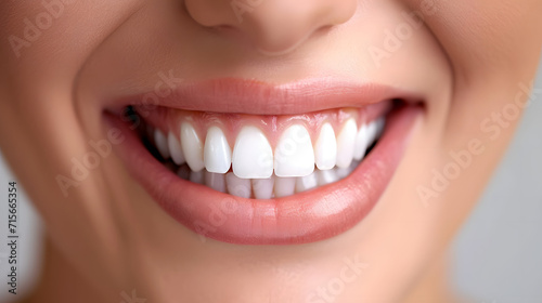 Close-up of a beaming smile with pearly white teeth  expression of happiness  healthy dental concept