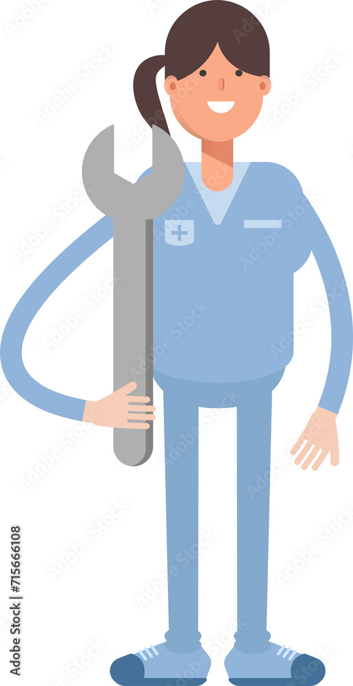 Nurse Character Holding Wrench
Nurse Character Holding Wrench
