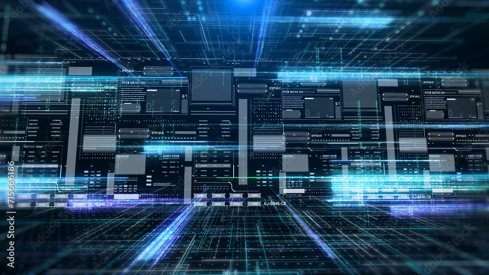 Abstract digital blue cyberspace. Big data network connection transfer technology concept illustration background. Abstract digital blue cyberspace. Big data network connection transfer technology concept illustration background.