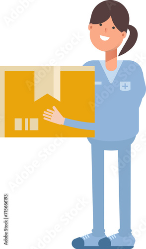Nurse Character Holding Box 