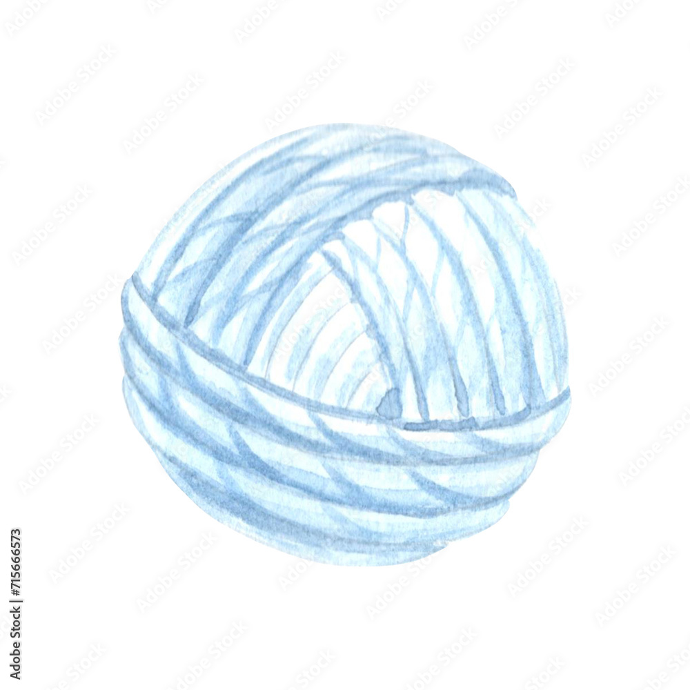 Watercolor tangle of blue threads, wool knitting yarn. Template illustration knitting crochet hook and needles. Isolated hand drawn illustration for cards, knitter blog, needlework store, embroidery Watercolor tangle of blue threads, wool knitting yarn. Template illustration knitting crochet hook and needles. Isolated hand drawn illustration for cards, knitter blog, needlework store, embroidery