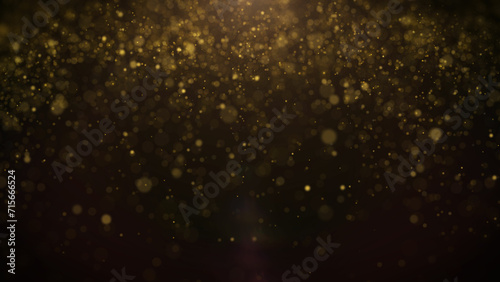 Glittering gold particle falling, flying in the wind fro Christmas, celebration, downward infographic illustration background. photo