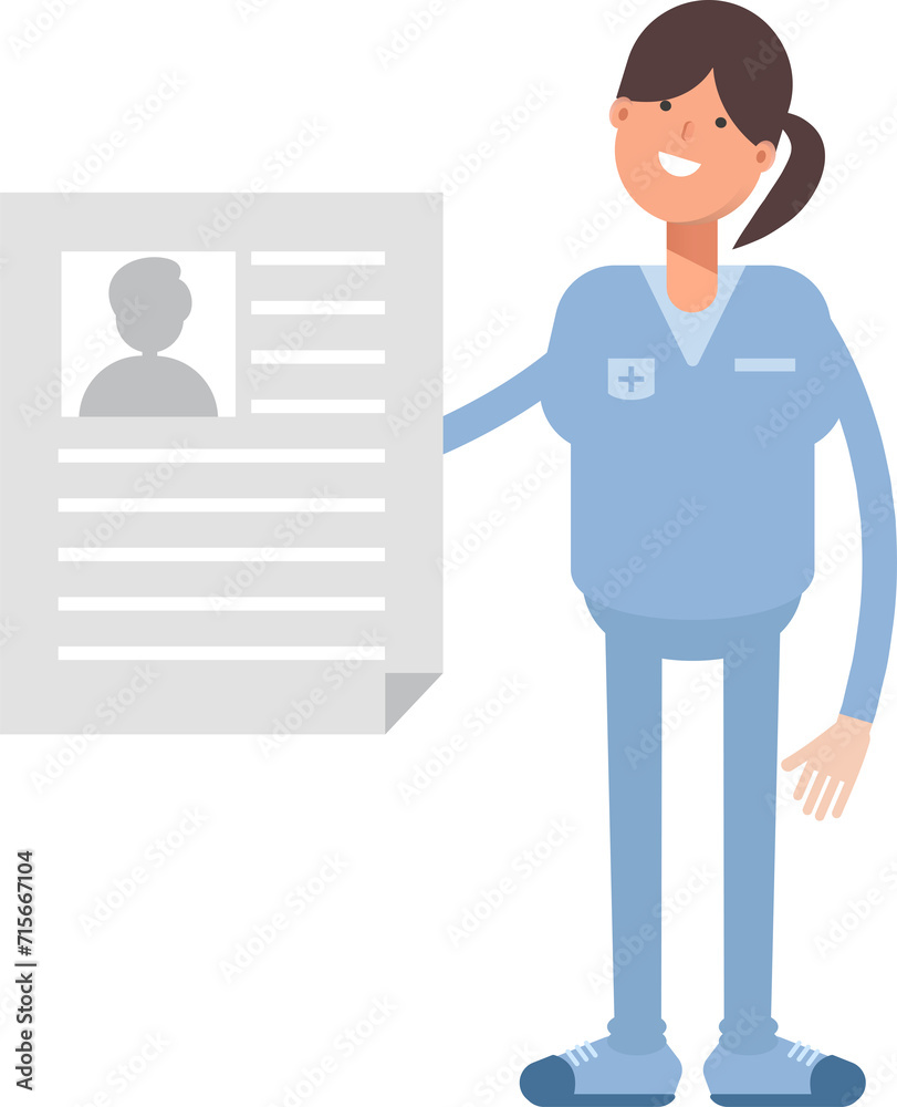 Nurse Character Holding Job Application Document
Nurse Character Holding Job Application Document