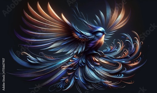a stylized bird with intricate feather patterns background photo