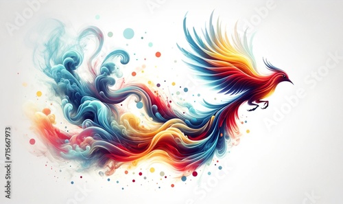 colorful abstract smoke design that resembles a bird in flight background