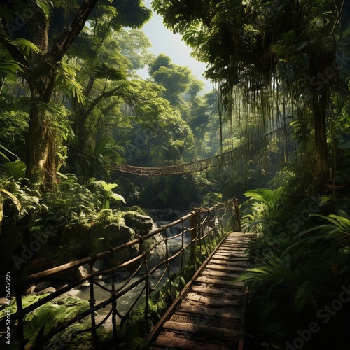 AI Generated Enchanting Jungle Adventure  Discover the Verdant Canopy  Exotic Wildlife  and Mystical Atmosphere of Hidden Wonders