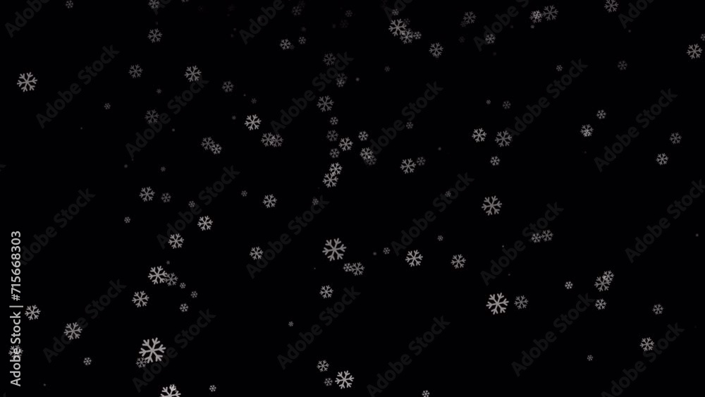 Snowflakes falling on alpha channel background.