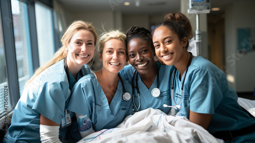 Women doctors smiling together in the hospital