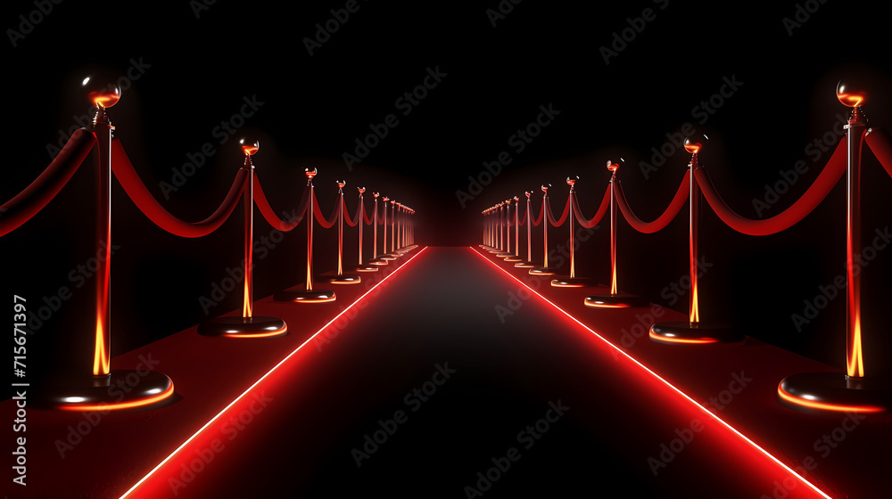 Red carpet on the stairs on dark background, the way to glory, victory and success Red carpet on the stairs on dark background, the way to glory, victory and success