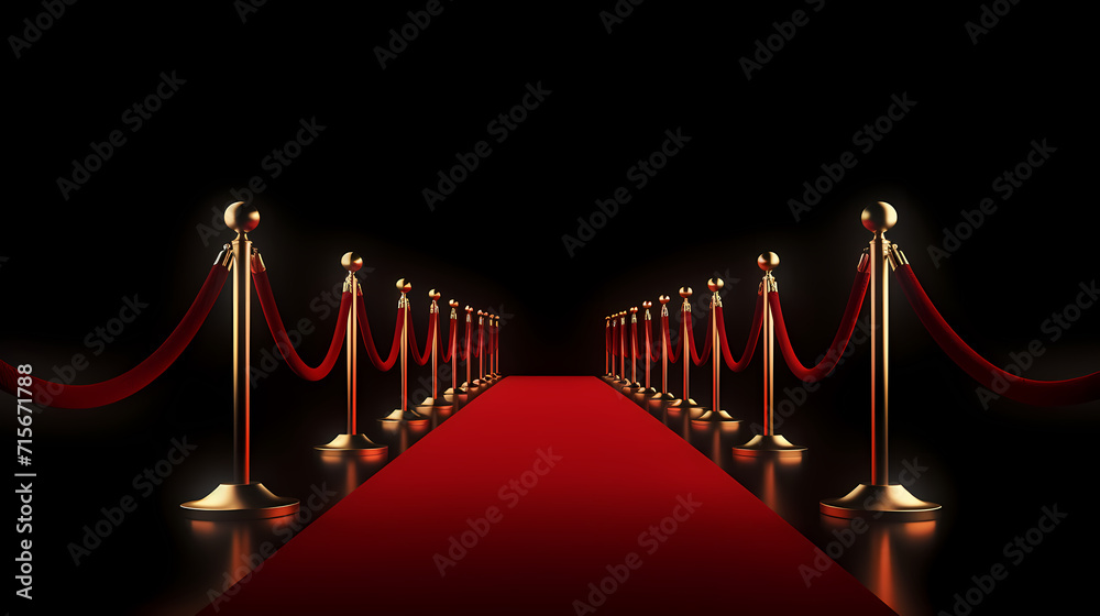 Red carpet on the stairs on dark background, the way to glory, victory and success Red carpet on the stairs on dark background, the way to glory, victory and success