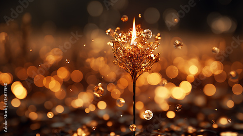 Burning sparkler with bokeh light background, Generative AI.
