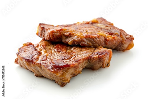 Steak fried piece of pork or beef meat on a white background