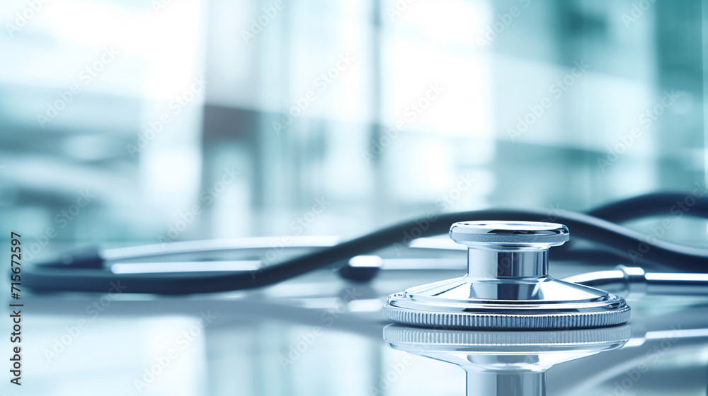 Stethoscope on the desk in medical office. 3d rendering Stethoscope on the desk in medical office. 3d rendering