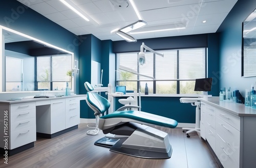 dentistry, medicine, medical equipment and stomatology concept - interior of new modern dental clinic office with chair. Dentist Office, Dental Hygiene, Dentist's Chair