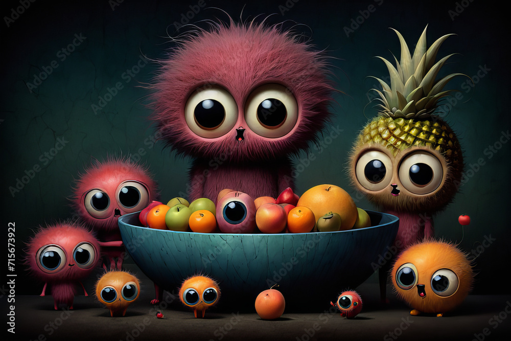 Obraz premium Spooky fruit face