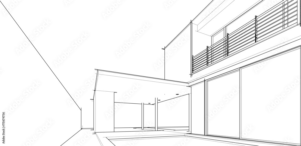 house building sketch architecture 3d illustration