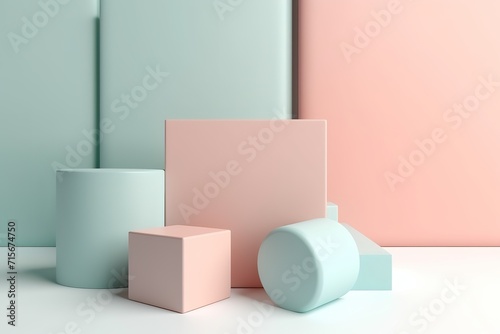 Abstract geometric shapes on a pastel background, minimalist modern design. © Rarity Asset Club