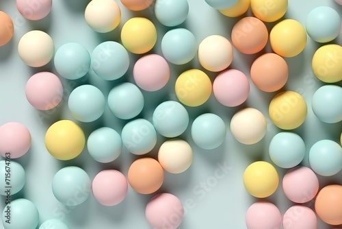 Colorful pastel balls in a pattern, suitable for a background or texture.