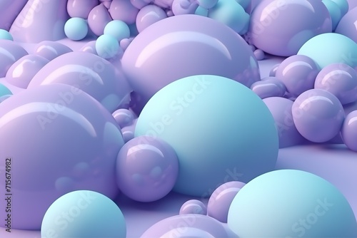Abstract background with 3D rendered pink and blue spheres of various sizes on a pastel background.