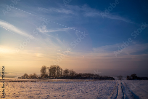 sunset in the winter