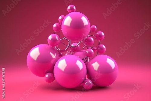 Magenta Sphere Scene: Beauty in Three-Dimensional Abstract Fluid Bubble Make-Up