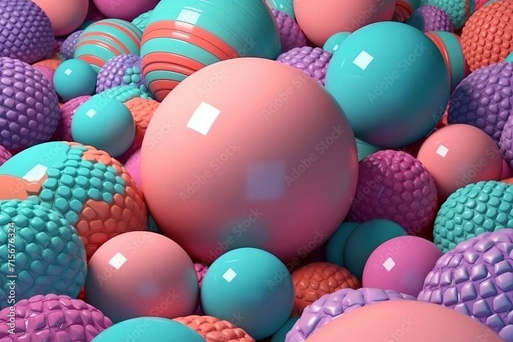 3D geometric background with pastel round shapes.