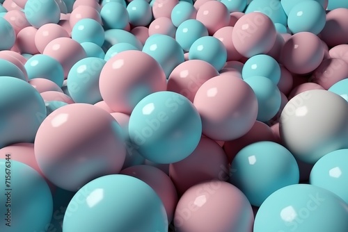 3D geometric background with pastel round shapes.