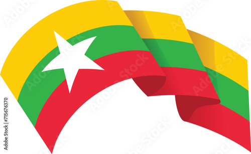 Wind flag myanmar icon cartoon vector. Culture day. Festival happy flag photo