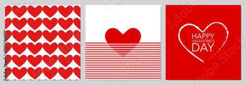 Set of 3 Sophisticated Valentine’s Day Card Illustration