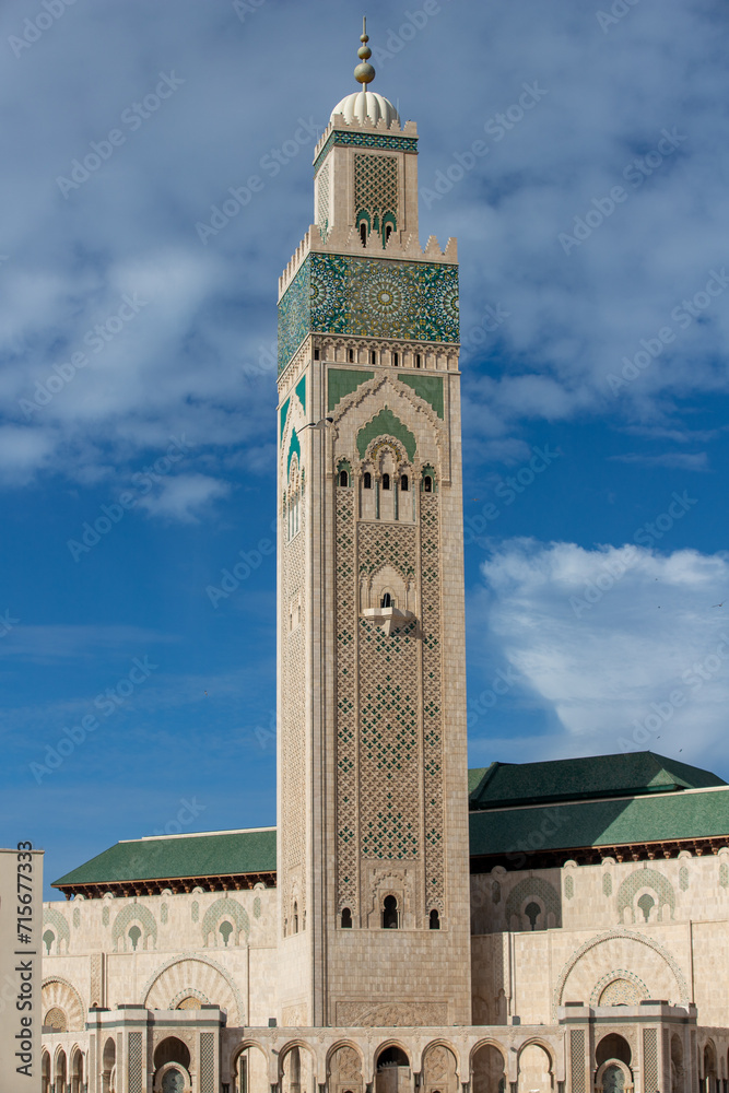 The minaret of the Hassan 2 mosque in Casablanca Morocco