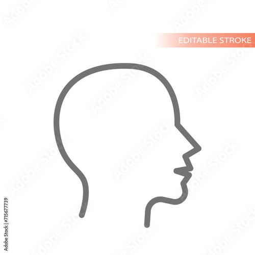 Human head profile line vector icon. Editable stroke symbol.